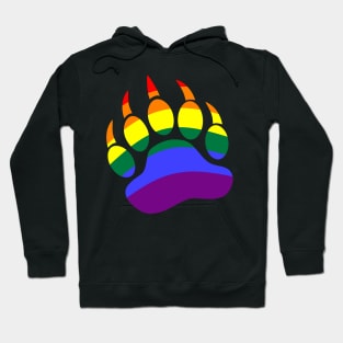 Mens Rainbow Daddy Bear Paw Print LGBT Hoodie